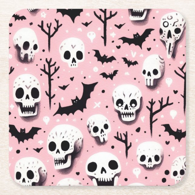 Ghost pink Helloween  Wrapping Paper Sheets Square Paper Coaster (Front)