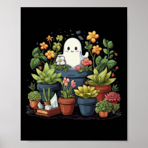 Ghost Plant Lady Halloween Ghostly Gardening Plant Poster