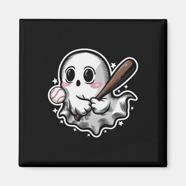 Ghost Playing Bysebyll Halloween Cute Ghost  Magnet (Front)