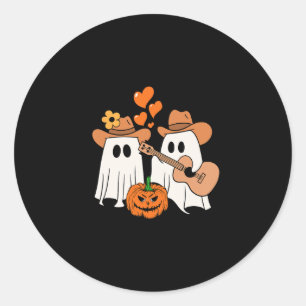 Ghost Playing Guitar For Halloween Lovers  Classic Round Sticker