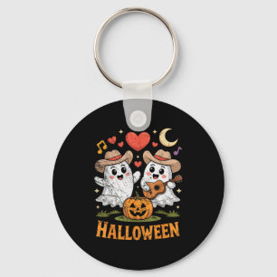 Ghost Playing Guitar For Halloween Lovers Keychain