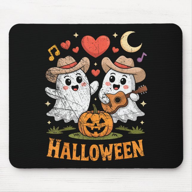 Ghost Playing Guitar For Halloween Lovers  Mouse Pad (Front)
