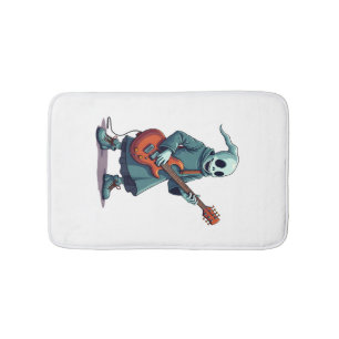 Ghost Playing Guitar � Spooky Music Halloween Tee Bath Mat