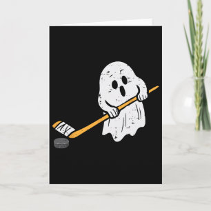Ghost Playing Ice Hockey Halloween Costume Sports Card