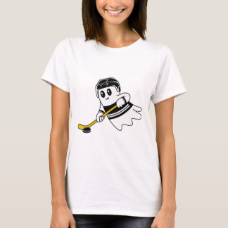 Ghost Playing Ice Hockey Halloween Costume Sports  T-Shirt