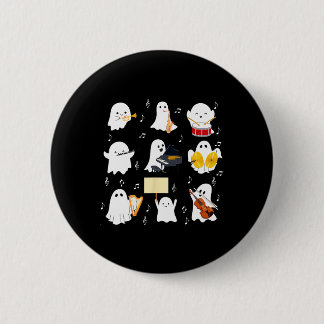 Ghost Playing Musical Instruments Halloween Music 2 Inch Round Button