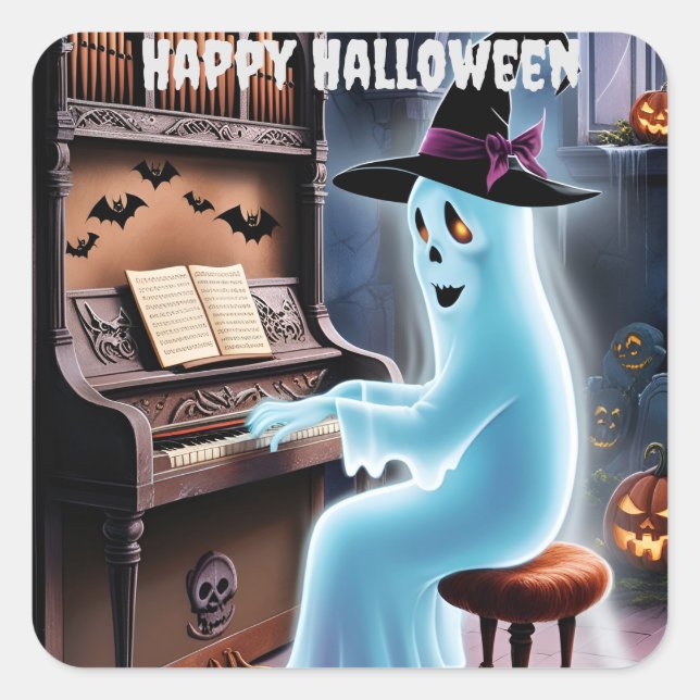ghost playing oregan square sticker (Front)