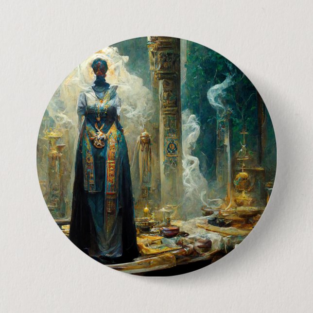 Ghost Priestess Fantasy 3 Inch Round Button (Front)