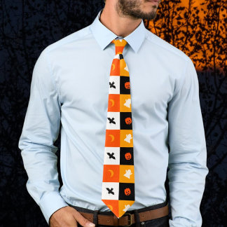 Ghost Pumpkin Bat Moon Trick or Treat Tie