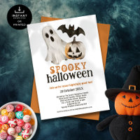 Ghost Pumpkin Bat Spooky Halloween White