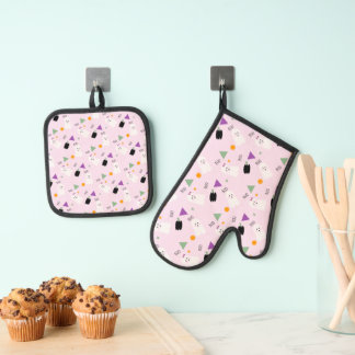 Ghost Pumpkin Confetti pattern  Oven Mitt & Pot Holder Set