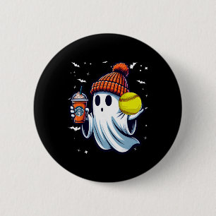 Ghost Pumpkin Drinks Beanie Fall Softll Lovers Hal 2 Inch Round Button