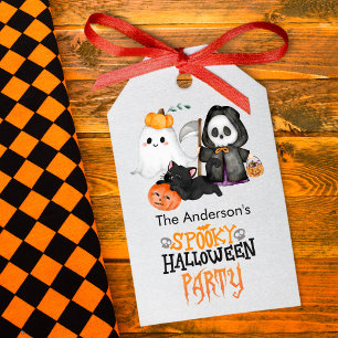 Ghost Pumpkin Grim Reaper Cute Black Cat Halloween Gift Tags