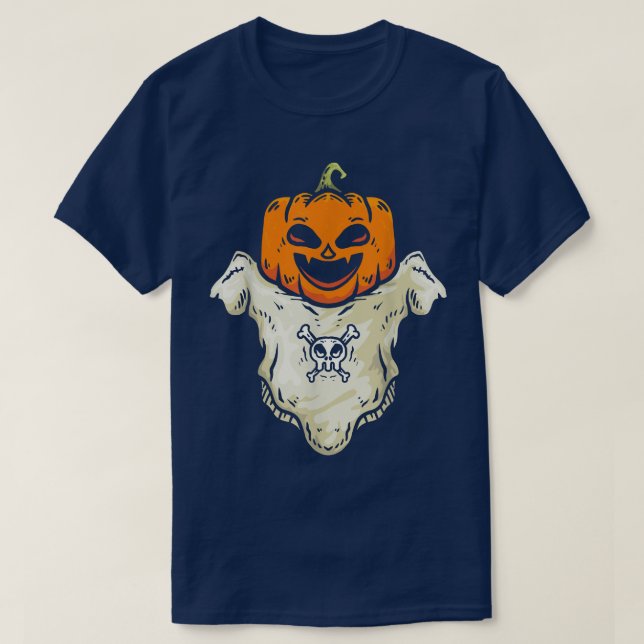 Ghost Pumpkin Lazy Halloween Costume Funny Jack O  T-Shirt (Design Front)