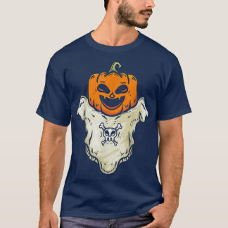 Ghost Pumpkin Lazy Halloween Costume Funny Jack O  T-Shirt