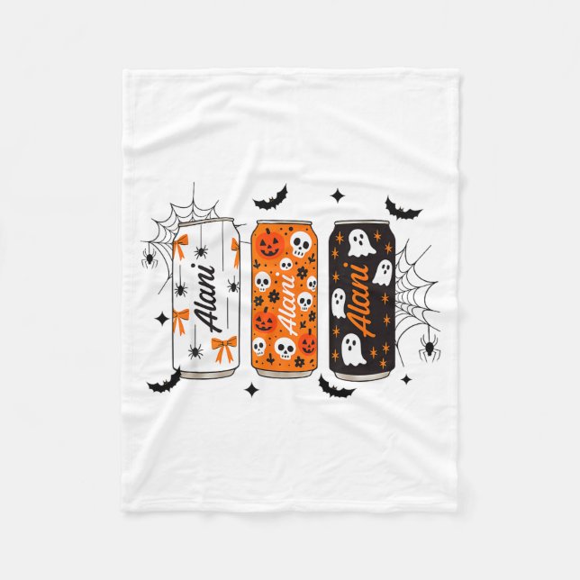 Ghost Pumpkin Sce Funny Halloween Energy Drink Can Fleece Blanket (Front)