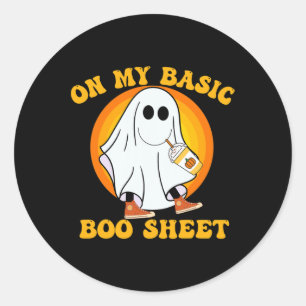 Ghost Pumpkin Spice Latte Fall Vibe Halloween Funn Classic Round Sticker
