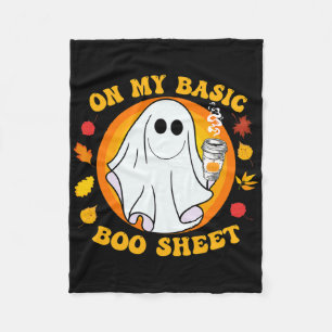 Ghost Pumpkin Spice Latte Fall Vibe Halloween Funn Fleece Blanket