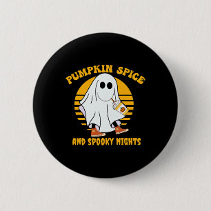 Ghost Pumpkin Spice Latte Fall Vibe Halloween Spoo 2 Inch Round Button