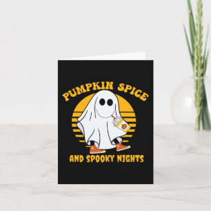 Ghost Pumpkin Spice Latte Fall Vibe Halloween Spoo Card