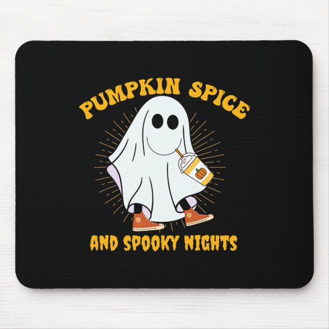 Ghost Pumpkin Spice Latte Fall Vibe Halloween Spoo Mouse Pad (Front)