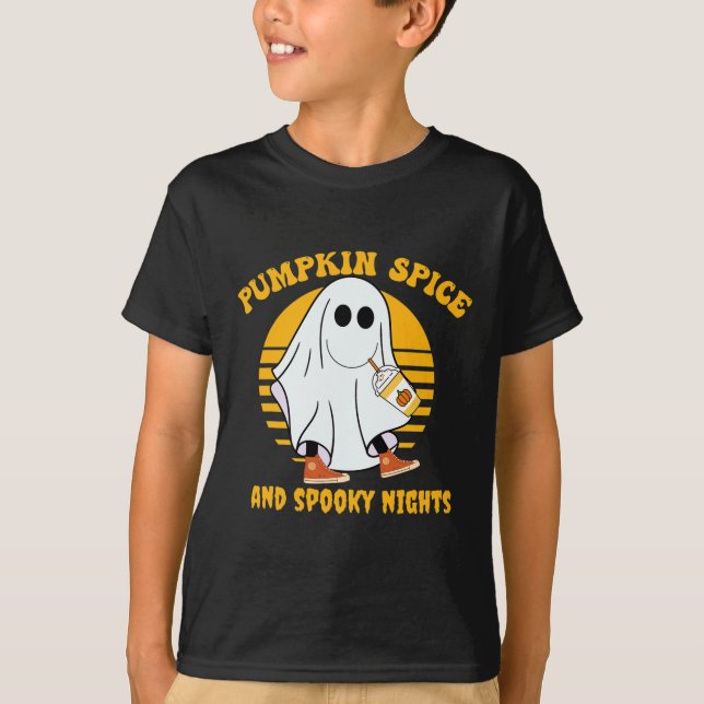 Ghost Pumpkin Spice Latte Fall Vibe Halloween Spoo T-Shirt (Front)