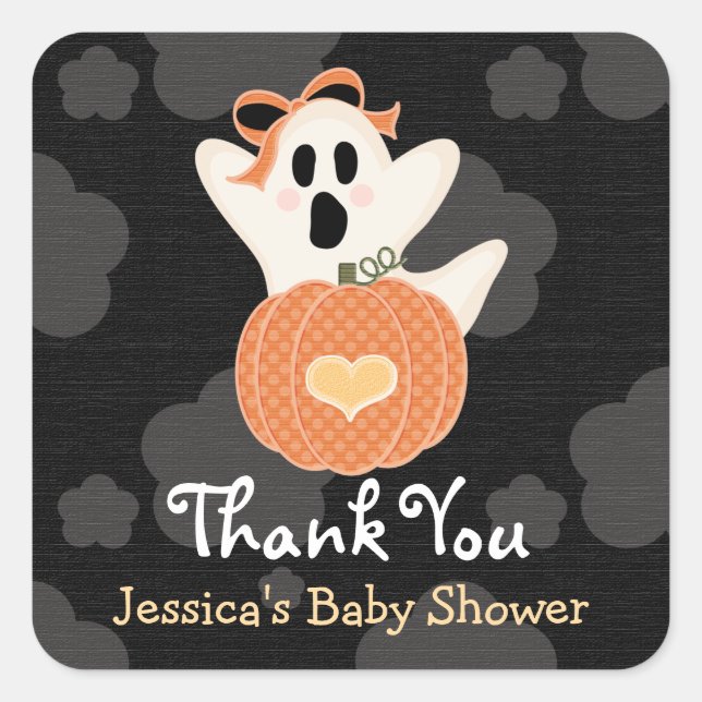 Ghost Pumpkin Thank You Stickers (Front)