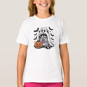 Ghost  Raccoon Drinking Coffee T-Shirt