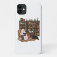 Ghost Reading Book Cat lover Halloween