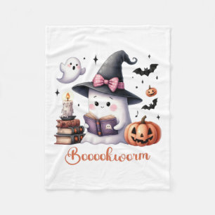 Ghost Reading Book Coquette Bow Halloween Girl Tod Fleece Blanket