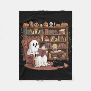 Ghost Reading Book Lovers Halloween Spooky Library Fleece Blanket