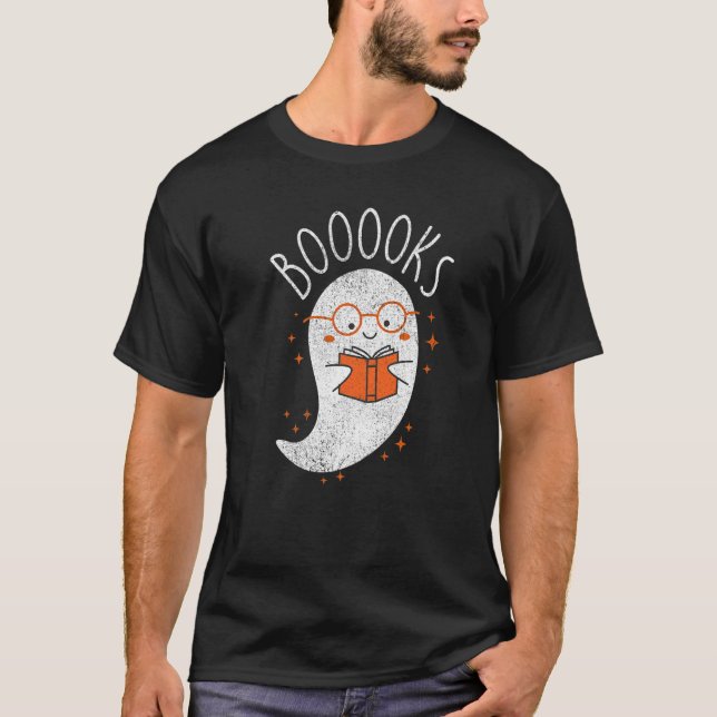Ghost Reading Book Nerd Librarian Book  Bookworm R T-Shirt (Front)