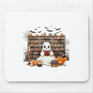 Ghost Reading Books Bookish Teacher Halloween Cost Mouse Pad