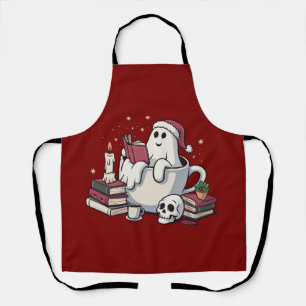 Ghost Reading Books Christmas Teacher Bookworm Apron