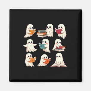 Ghost Reading Books Halloween Books Lover Teacher Magnet