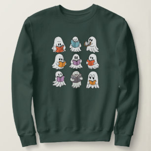 Ghost Reading Books Librarian Sweatshirt