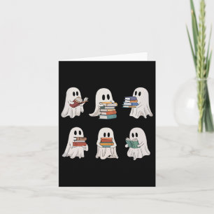 Ghost Reading Books Teacher Halloween Librarian Cu Card
