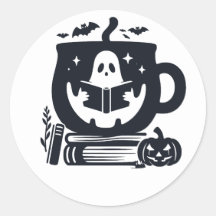 Ghost Reading Cozy Halloween Sticker