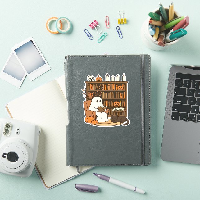 Ghost Reading in Cozy Halloween Library Classic T- (iPad Cover)