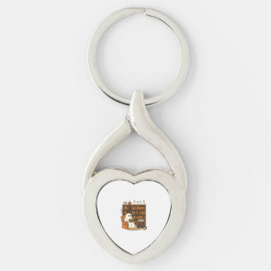 Ghost Reading in Cozy Halloween Library Classic T- Keychain