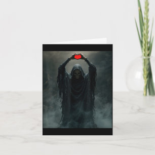Ghost red heart hand scary face horror poster card