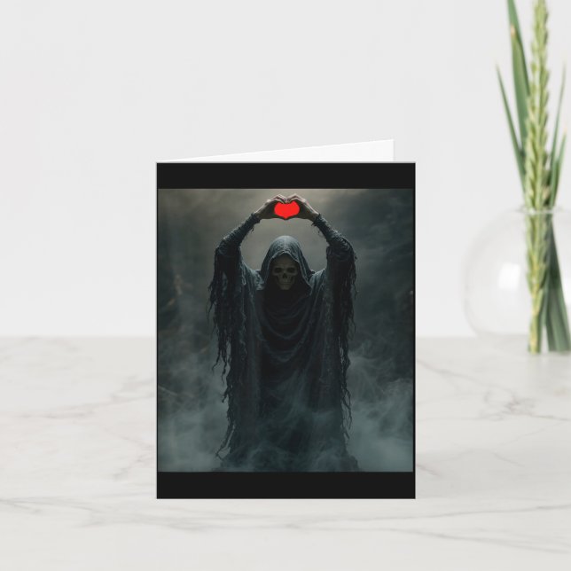 Ghost red heart hand scary face horror poster card (Front)
