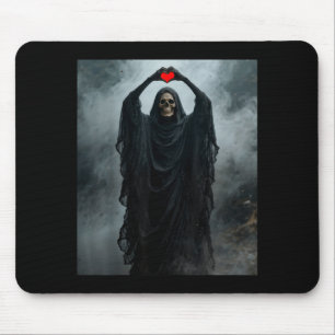 Ghost red heart hand scary face horror poster mouse pad