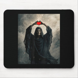 Ghost red heart hand scary face horror poster mouse pad