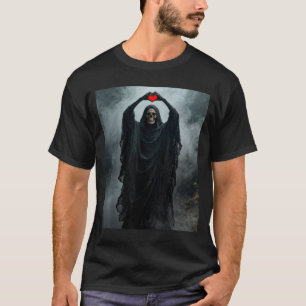 Ghost red heart hand scary face horror poster T-Shirt