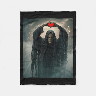 Ghost red heart hands scary face halloween fleece blanket