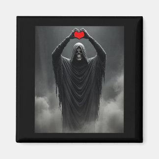 Ghost red heart hands scary face halloween magnet