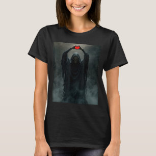 Ghost red heart hands scary face halloween T-Shirt