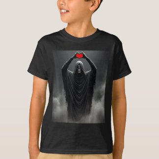 Ghost red heart hands scary face halloween T-Shirt