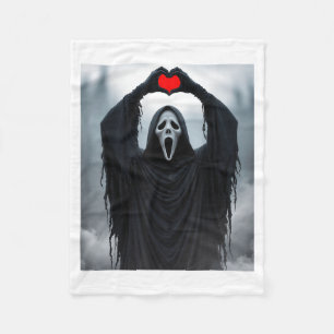 Ghost Red Heart Hands Y Face Halloween Valentines  Fleece Blanket